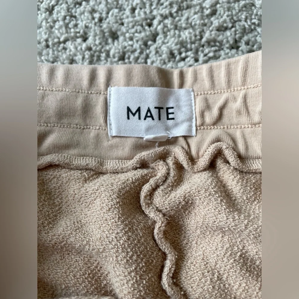 Mate The Label 100% Organic Cotton Terry Lounge Shorts Beige Tan Size XL - Picture 3 of 6
